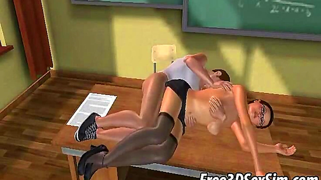 Brunette With Glasses Gets Fucked Hard In Sexy 3D Anime Action