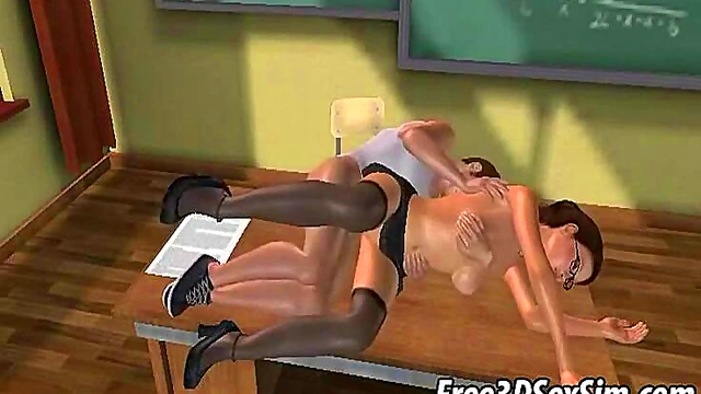 Brunette With Glasses Gets Fucked Hard In Sexy 3D Anime Action