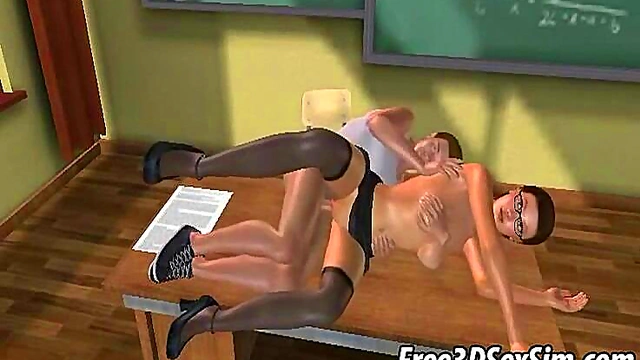 Brunette With Glasses Gets Fucked Hard In Sexy 3D Anime Action