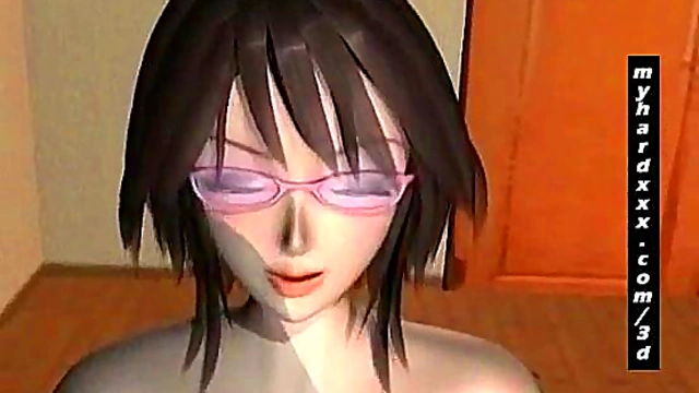 Geeky 3D Anime Babe Slurps Hot Cum In Hungry Blowjob Session
