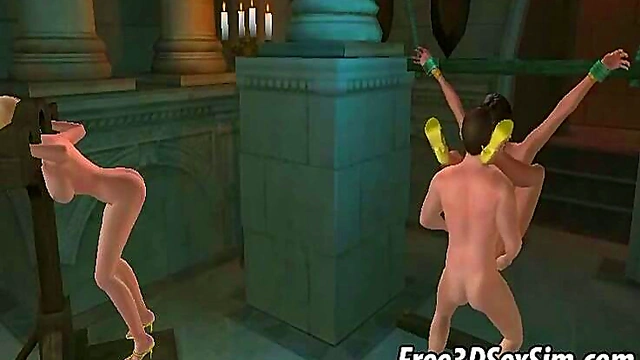 Tied Up 3D Cartoon Honeys Get Fucked Hardcore In Sexy Group BDSM Scene