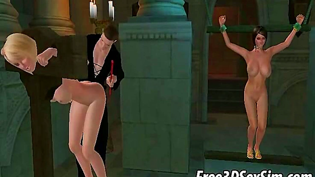 Tied Up 3D Cartoon Honeys Get Fucked Hardcore In Sexy Group BDSM Scene