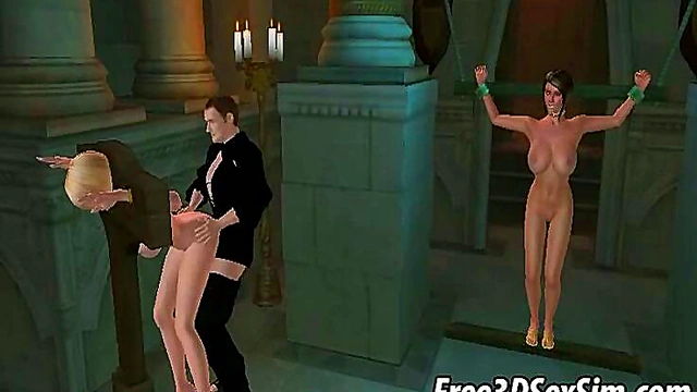 Tied Up 3D Cartoon Honeys Get Fucked Hardcore In Sexy Group BDSM Scene