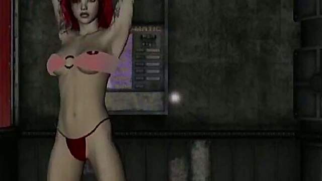 Redhead Stripper Dances On Stage Before Hardcore 3D Blowjob Session