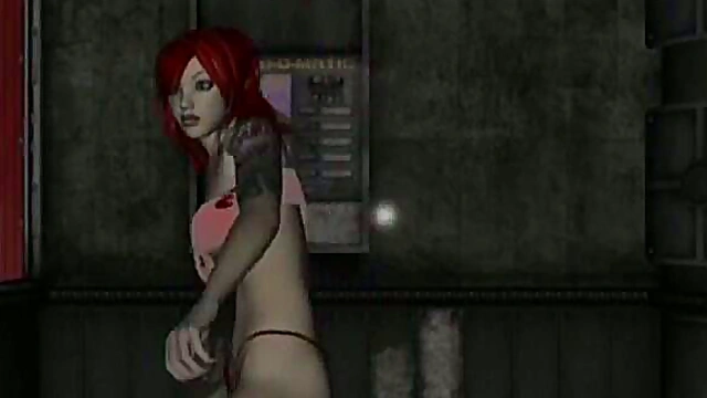 Redhead Stripper Dances On Stage Before Hardcore 3D Blowjob Session