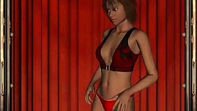 Virtual Big-Titted Anime Babe Strips Teasingly at Sleazy Club for Hardcore Fun