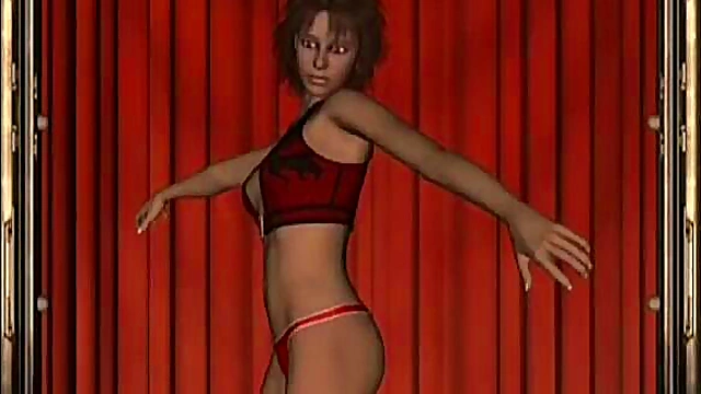 Virtual Big-Titted Anime Babe Strips Teasingly at Sleazy Club for Hardcore Fun