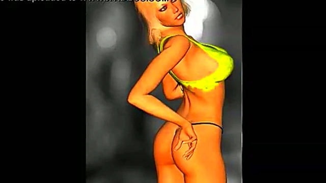 Virtual Big-Titted Anime Babe Strips Teasingly at Sleazy Club for Hardcore Fun