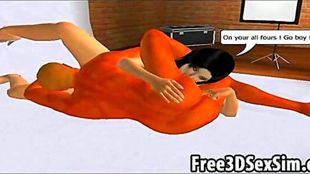 Sexy 3D Brunette Sucks Dick While Getting Licked Hardcore