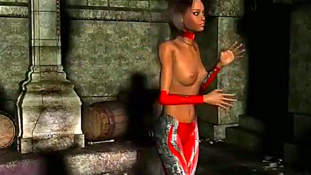 Topless 3D Cybergirl Dances Seductively Before Hardcore Blowjob Action