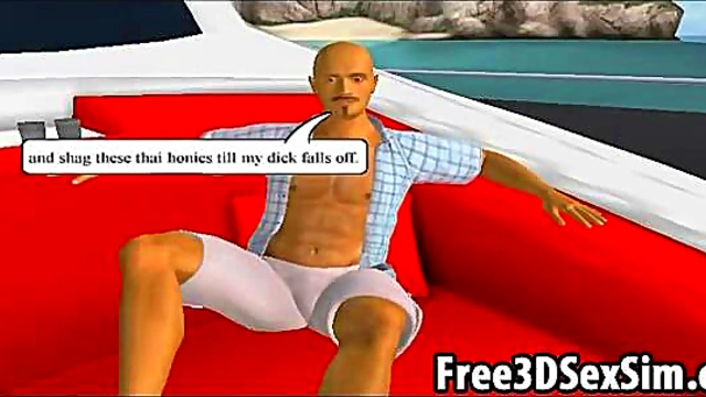 Foxy 3D Cartoon Hottie Sucks Dick & Fucks Hard On A Boat