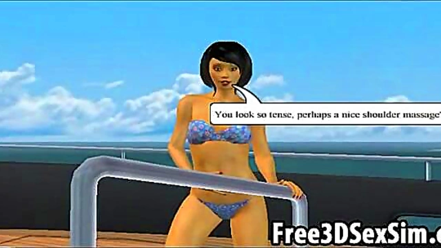 Foxy 3D Cartoon Hottie Sucks Dick & Fucks Hard On A Boat