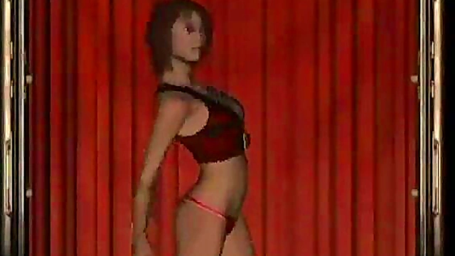 3D Hentai Babe Rubs Her Trimmed Pussy & Gives Blowjob With Big Tits