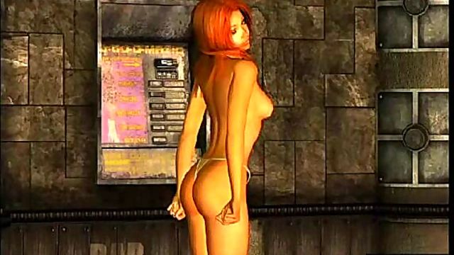 3D Hentai Babe Rubs Her Trimmed Pussy & Gives Blowjob With Big Tits