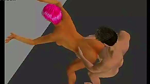 3D Hentai Babe Rubs Her Trimmed Pussy & Gives Blowjob With Big Tits