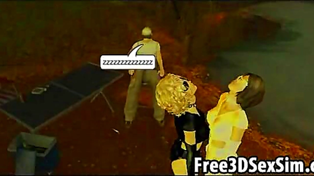 Two Sexy 3D Cartoon Babes Take Turns Sucking Hard Dick