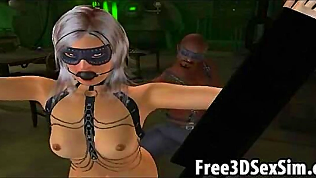 Ebony Stud Dominates Sexy 3D Cartoon Hottie In Bondage