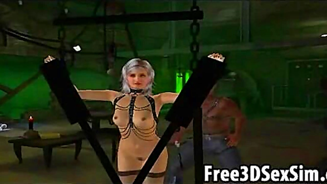 Ebony Stud Dominates Sexy 3D Cartoon Hottie In Bondage