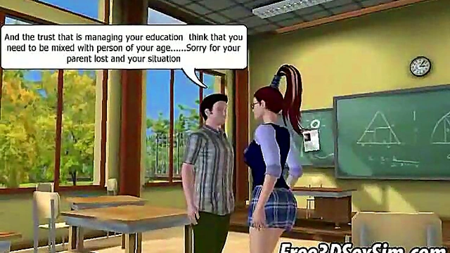 Redhead Anime Babe Fucks Jock Hard With Strap-On Toy