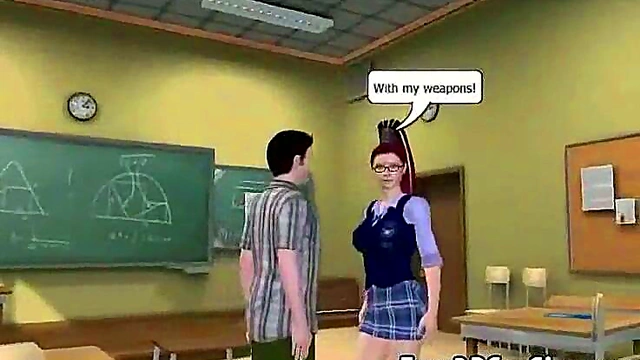 Redhead Anime Babe Fucks Jock Hard With Strap-On Toy