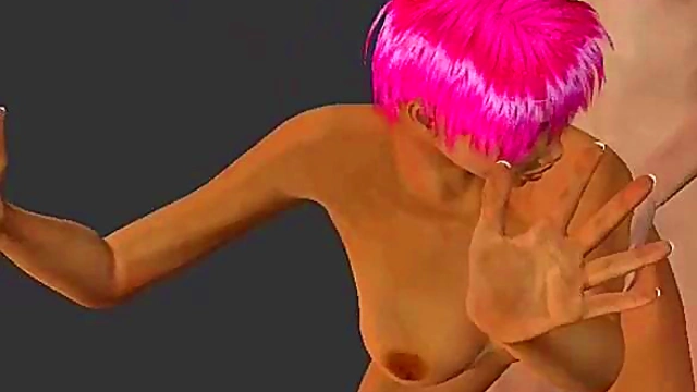 Pink-Haired Anime Hottie Fucks Doggy Style With Hardcore Blowjob Action