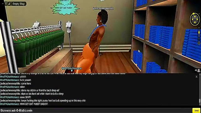 3D Cartoon Anime Chick Gets Gold-Toned Dick In Every Hole On IMVU Game