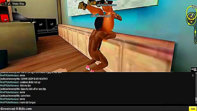 3D Cartoon Anime Chick Gets Gold-Toned Dick In Every Hole On IMVU Game