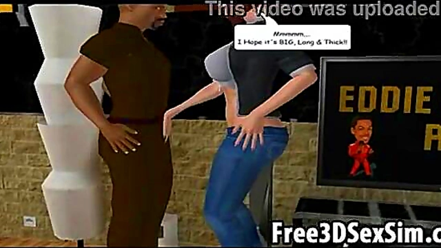 Sexy 3D Cartoon Brunette Sucks Hard Cock For Intense Blowjob Session