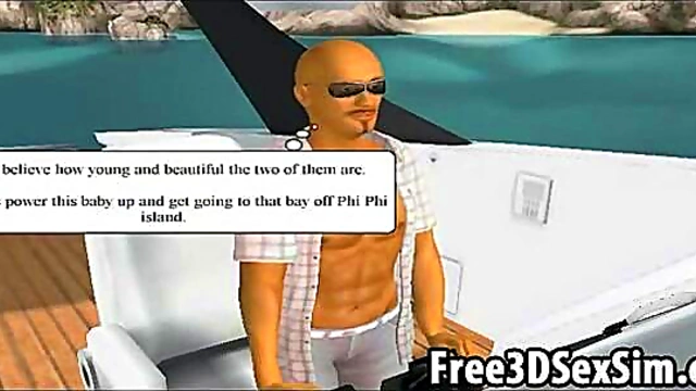 Sexy 3D Cartoon Hotties Enjoy A Steamy Boat Ride Together
