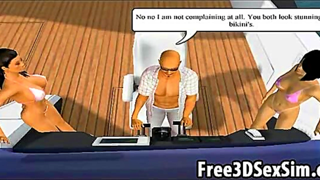 Sexy 3D Cartoon Hotties Enjoy A Steamy Boat Ride Together