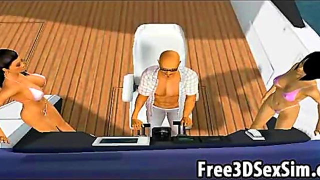 Sexy 3D Cartoon Hotties Enjoy A Steamy Boat Ride Together