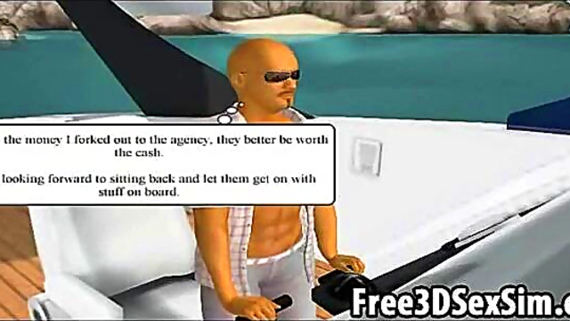 Sexy 3D Cartoon Hotties Enjoy A Steamy Boat Ride Together