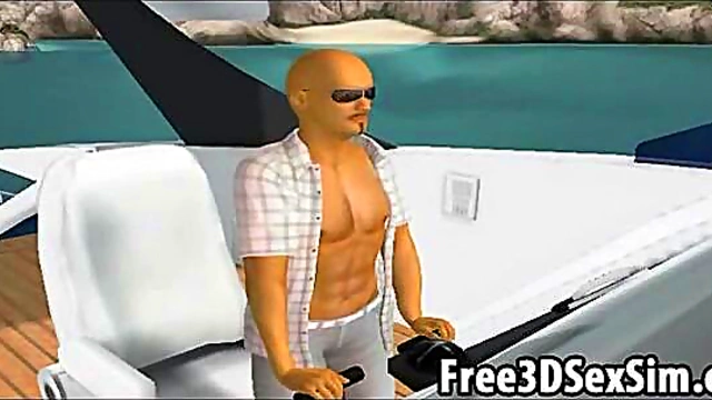 Sexy 3D Cartoon Hotties Enjoy A Steamy Boat Ride Together