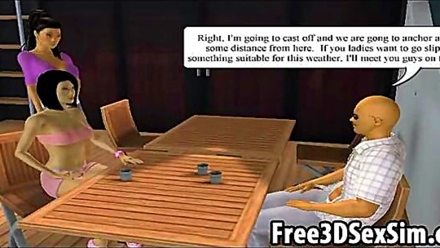 Sexy 3D Cartoon Hotties Enjoy A Steamy Boat Ride Together
