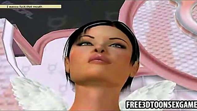 Sexy 3D Cartoon Teens Strip in Cute Costumes for Blowjob Fun at Club