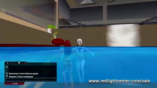 Virtual Red-Light Pool Party – 3D Avatars Engage in Hot Cybersex Thriller
