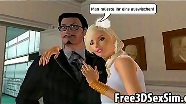 Classy 3D Cartoon Blonde Sucks Dick & Fucks Hardcore For Savage Orgasm