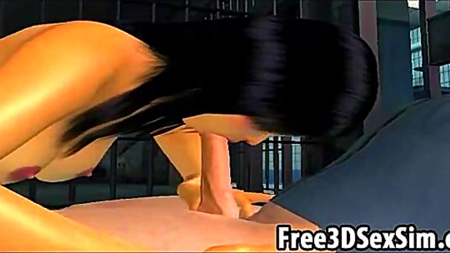Foxy 3D Cartoon Babe Sucks Hard On A Cock For Intense Blowjob