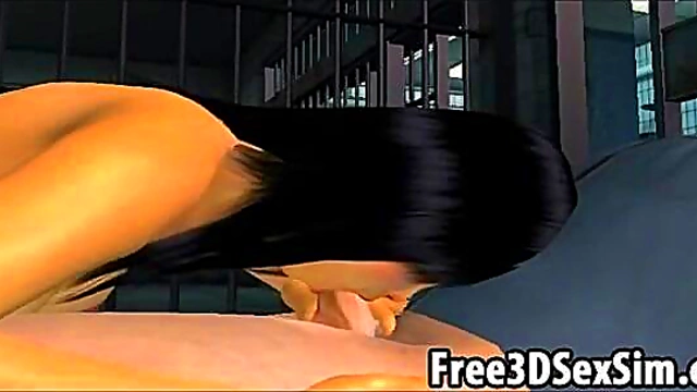 Foxy 3D Cartoon Babe Sucks Hard On A Cock For Intense Blowjob