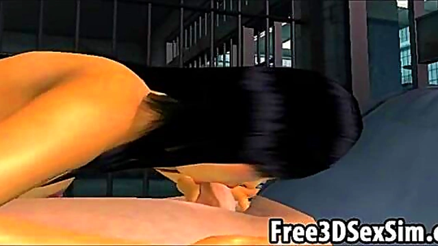 Foxy 3D Cartoon Babe Sucks Hard On A Cock For Intense Blowjob