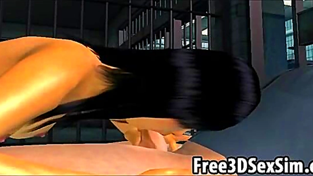 Foxy 3D Cartoon Babe Sucks Hard On A Cock For Intense Blowjob