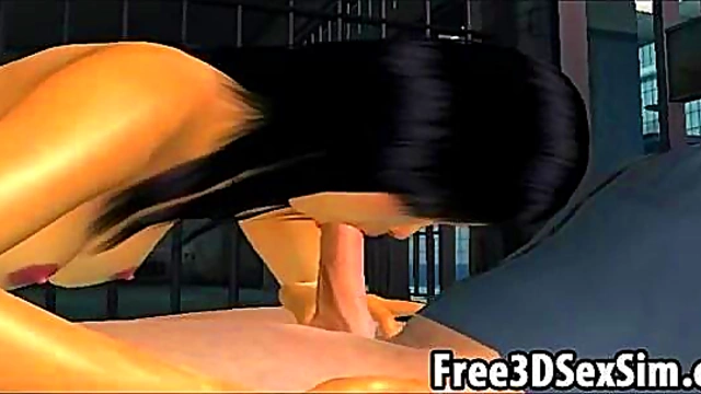 Foxy 3D Cartoon Babe Sucks Hard On A Cock For Intense Blowjob