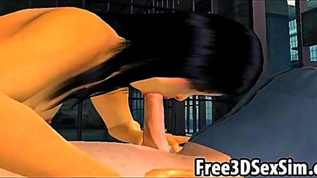 Foxy 3D Cartoon Babe Sucks Hard On A Cock For Intense Blowjob
