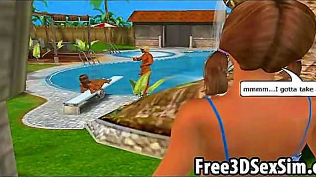 Poolside Hardcore Fun – Tasty 3D Cartoon Babe Gets Fucked Hard