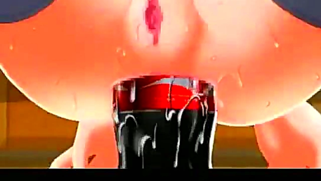 Teen Toon Babe Plays With Bottle Dildo for Anal Orgasm Fun