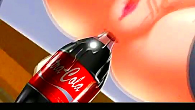 Teen Toon Babe Plays With Bottle Dildo for Anal Orgasm Fun