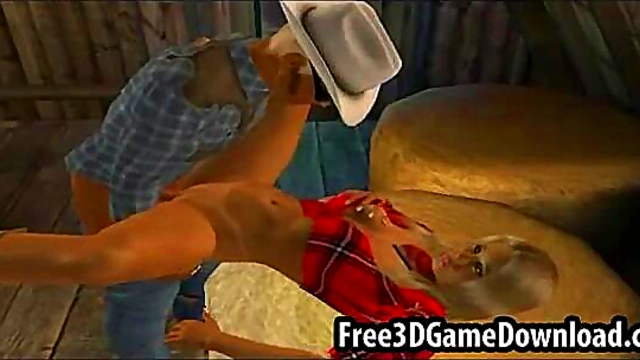 Blonde Anime Babe Rides Dick Hard In The Barn For A Juicy Finish