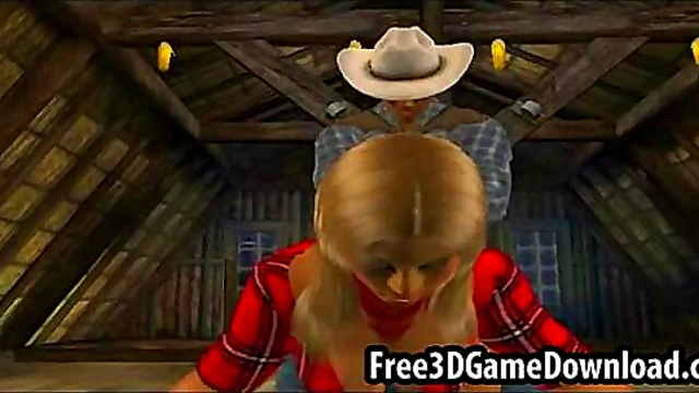 Blonde Anime Babe Rides Dick Hard In The Barn For A Juicy Finish