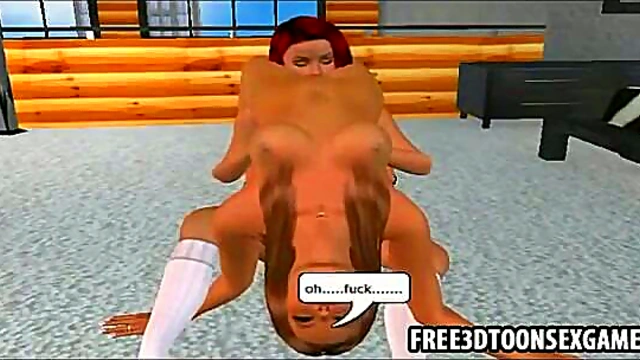 Hot Blonde Watches Two Sexy Babes Fuck in 3D Anime Lesbo Action