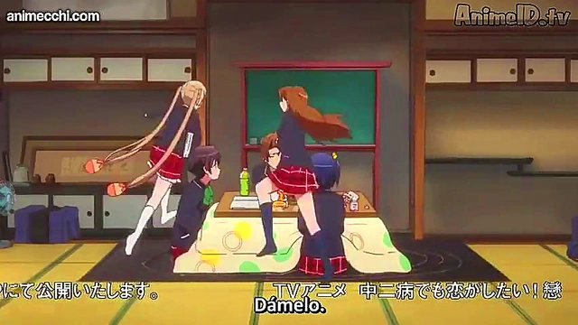 Romantic Chuunibyou Anime Couple Engage in Passionate Love Scene